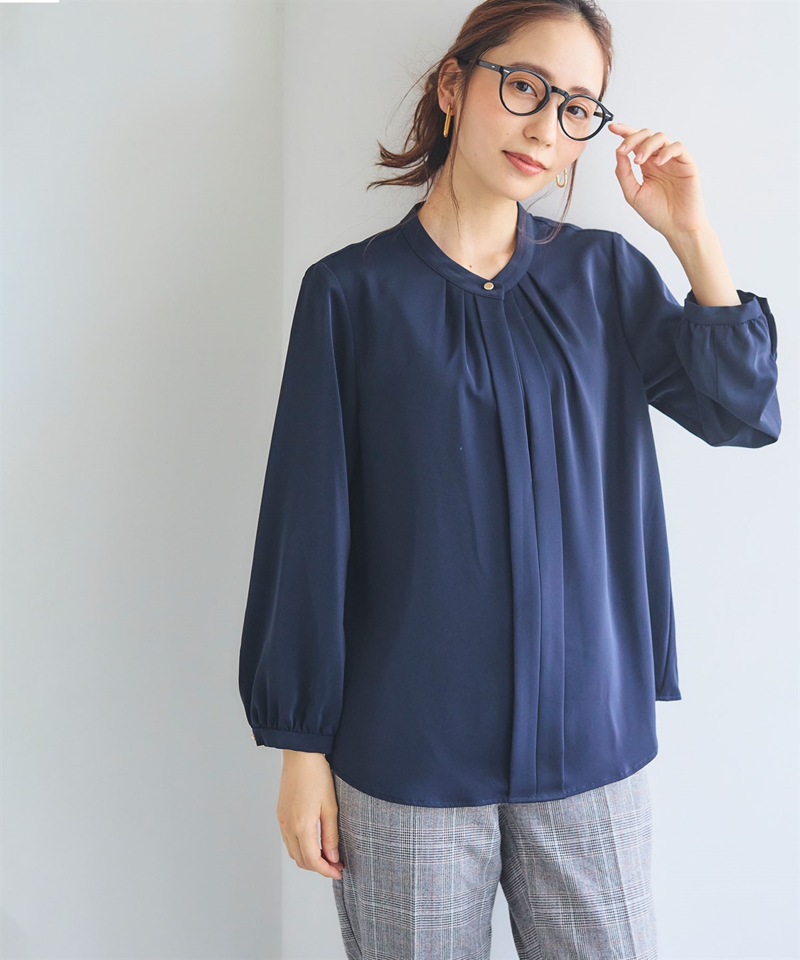 CROSS FUNCTION 《シワになりにくい・洗える》正解 シルキーサテン2wayタックブラウス【CF/クロスファンクション】_sub_9