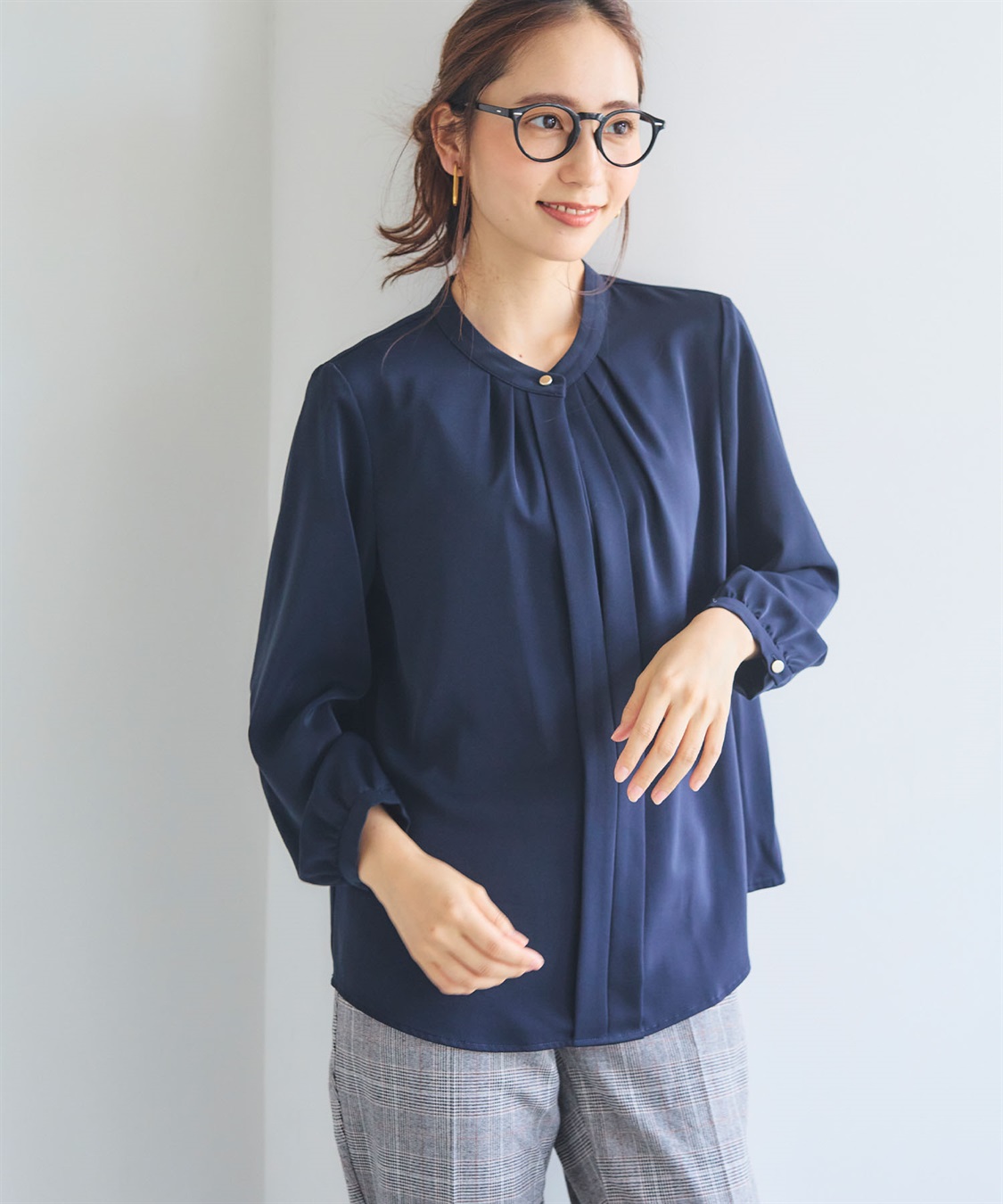 CROSS FUNCTION 《シワになりにくい・洗える》正解 シルキーサテン2wayタックブラウス【CF/クロスファンクション】_sub_10