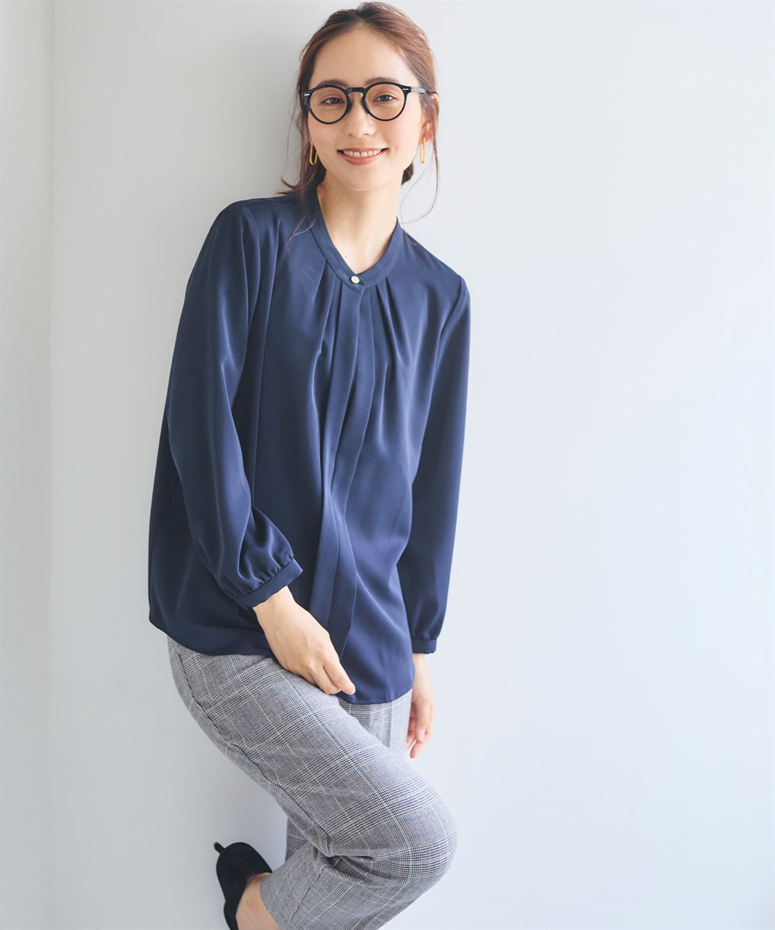 CROSS FUNCTION 《シワになりにくい・洗える》正解 シルキーサテン2wayタックブラウス【CF/クロスファンクション】_sub_11