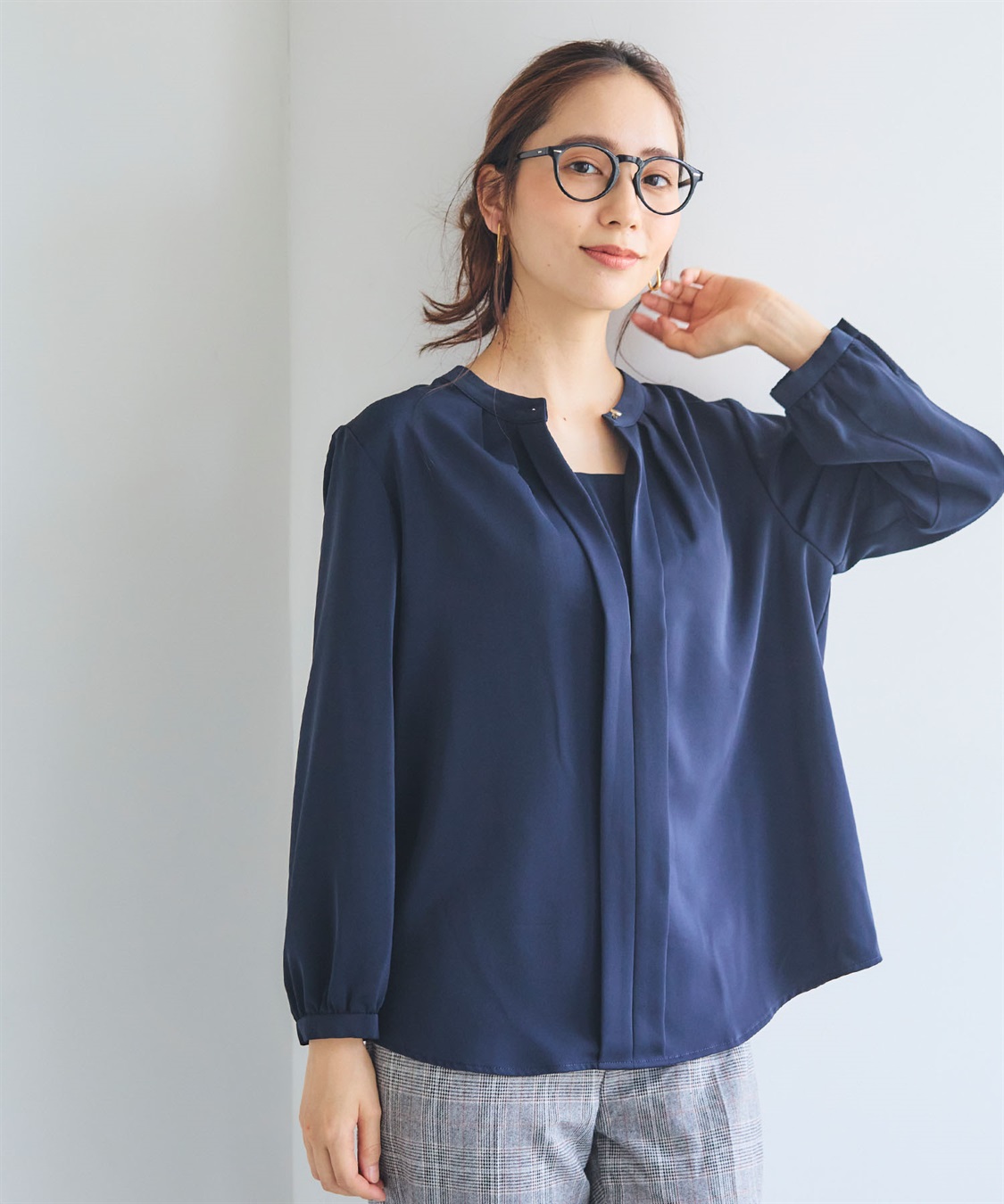 CROSS FUNCTION 《シワになりにくい・洗える》正解 シルキーサテン2wayタックブラウス【CF/クロスファンクション】_sub_12