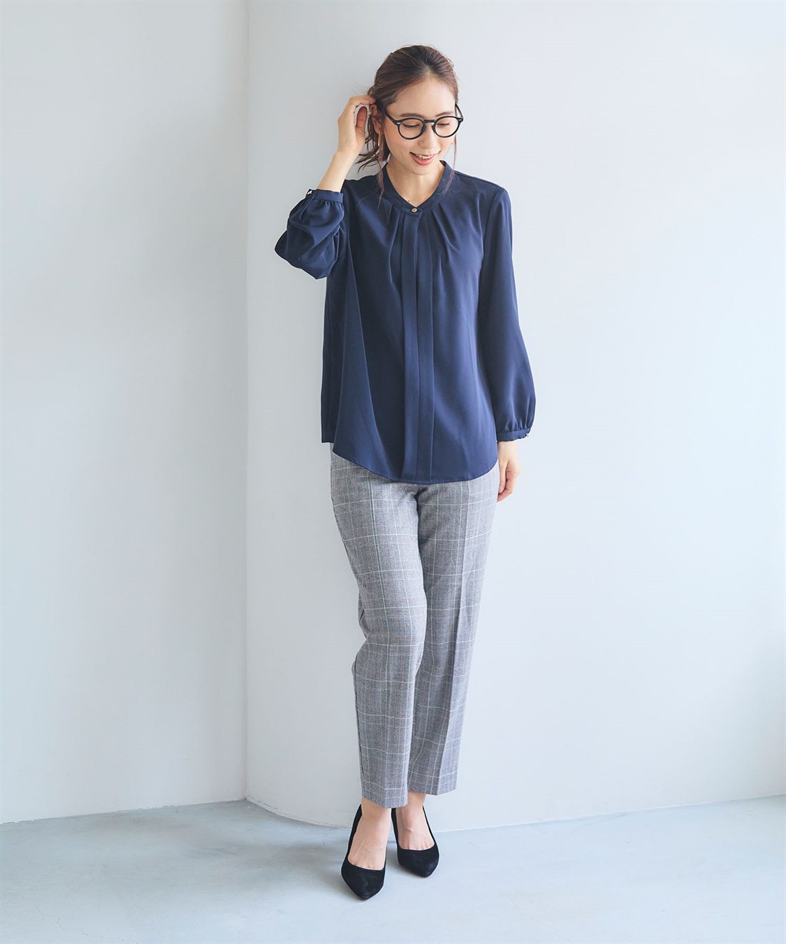 CROSS FUNCTION 《シワになりにくい・洗える》正解 シルキーサテン2wayタックブラウス【CF/クロスファンクション】_sub_15