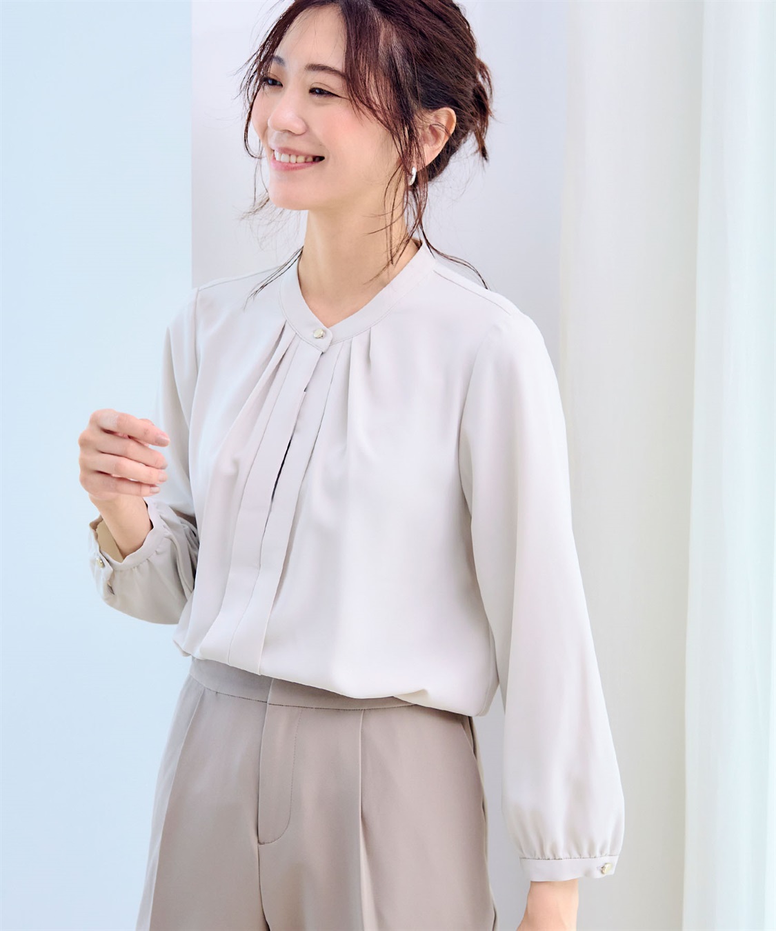 CROSS FUNCTION 《シワになりにくい・洗える》正解 シルキーサテン2wayタックブラウス【CF/クロスファンクション】_sub_16