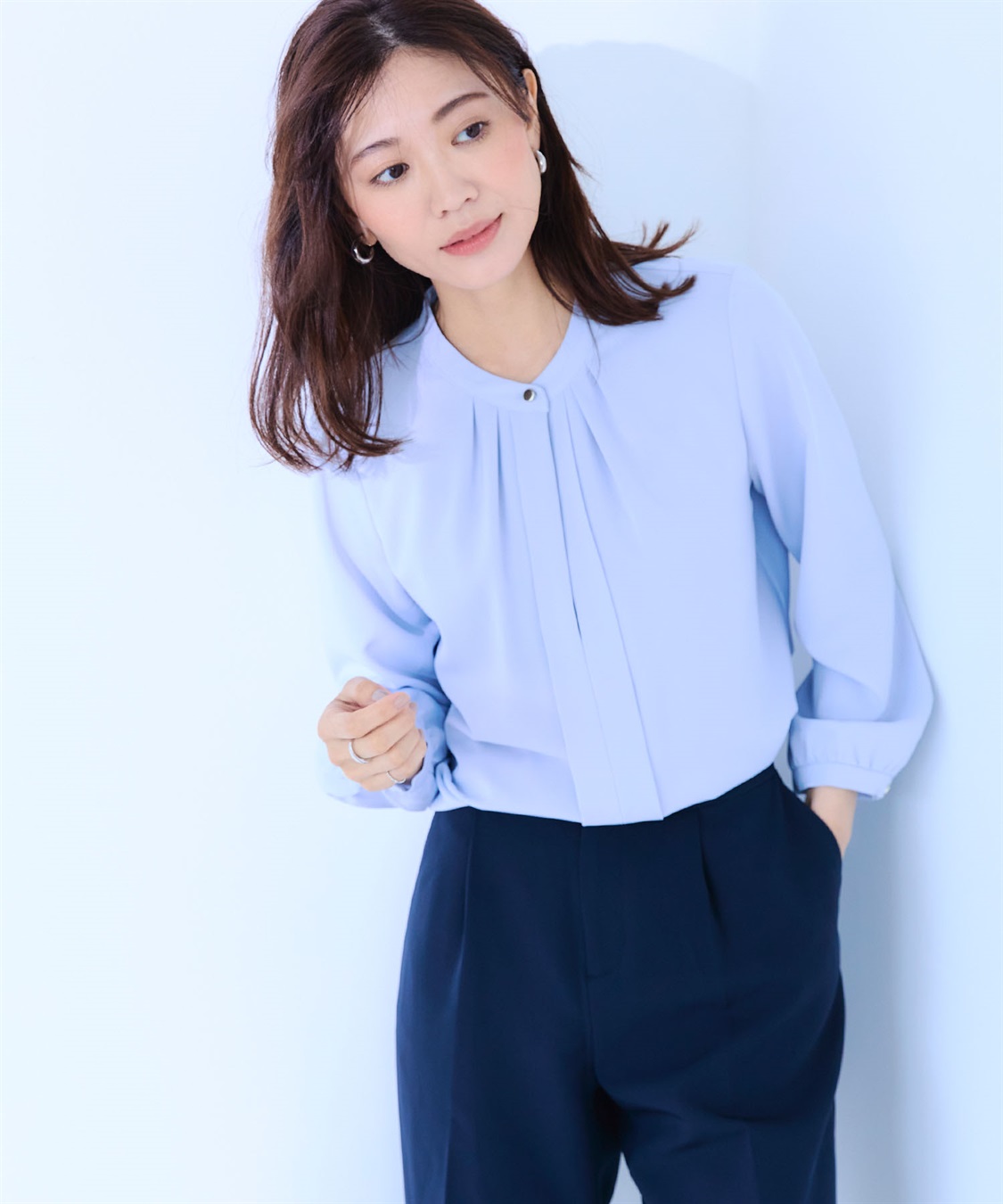 CROSS FUNCTION 《シワになりにくい・洗える》正解 シルキーサテン2wayタックブラウス【CF/クロスファンクション】_sub_21