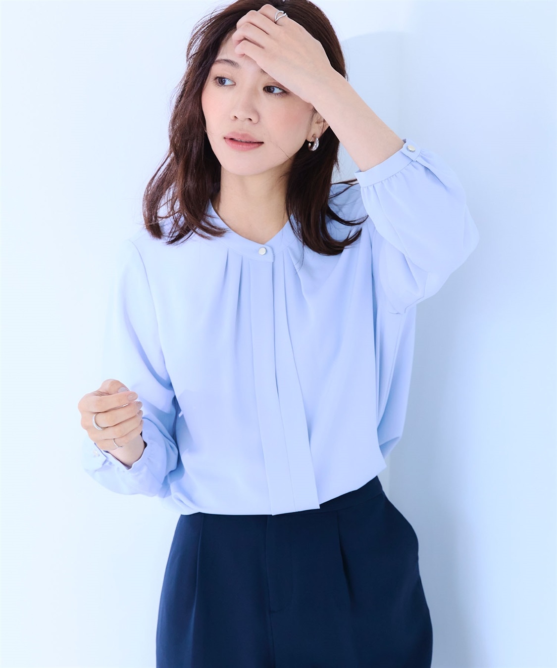 CROSS FUNCTION 《シワになりにくい・洗える》正解 シルキーサテン2wayタックブラウス【CF/クロスファンクション】_sub_22