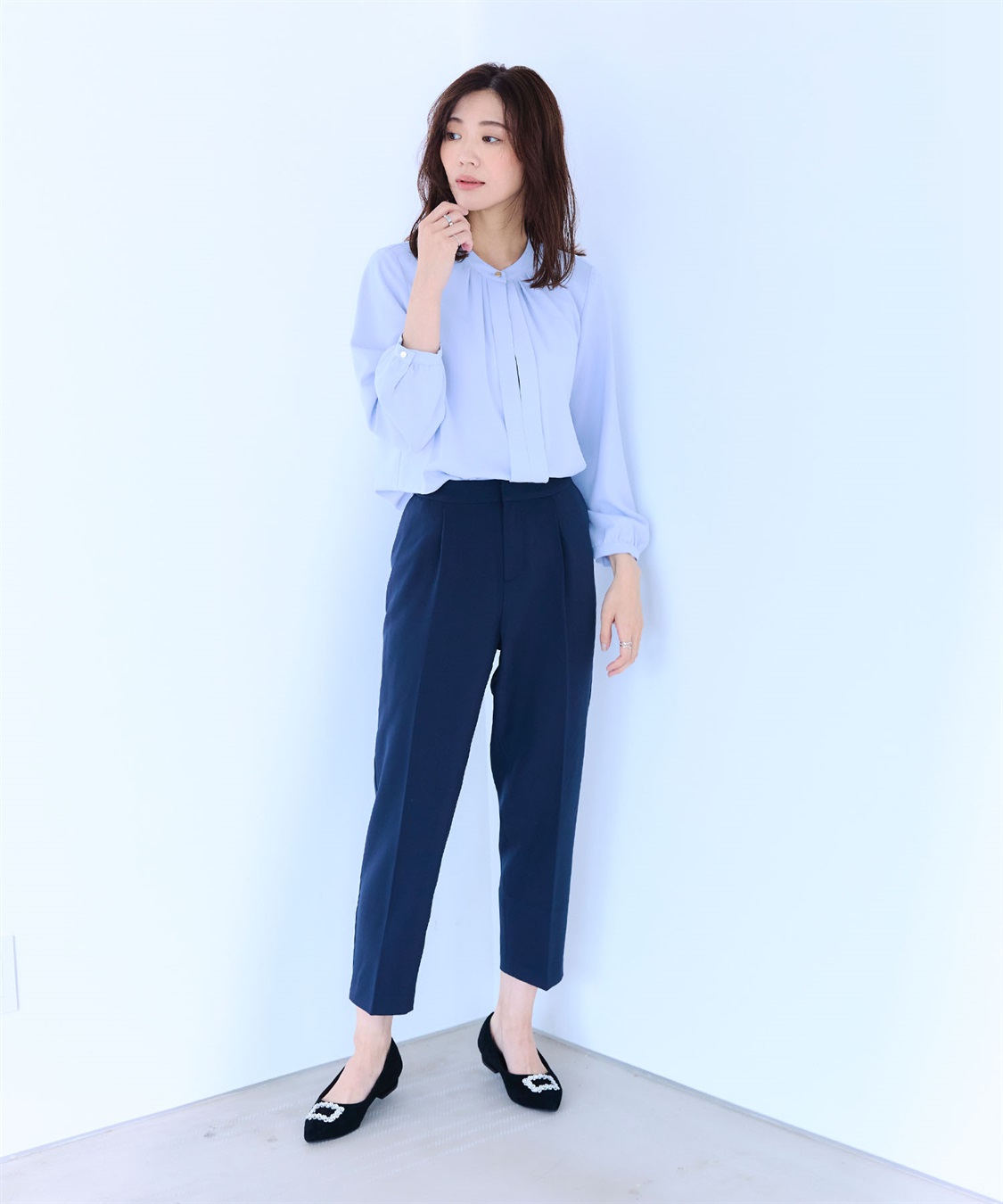 CROSS FUNCTION 《シワになりにくい・洗える》正解 シルキーサテン2wayタックブラウス【CF/クロスファンクション】_sub_25