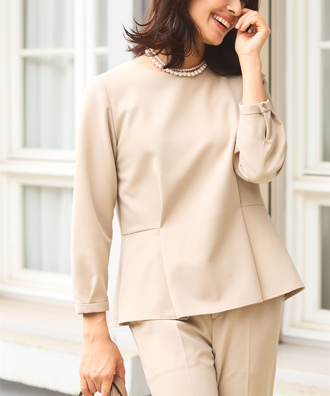 CROSS FUNCTION 《洗える・ストレッチ・シワになりにくい》正解 ペプラムブラウス【CF/クロスファンクション】_sub_3