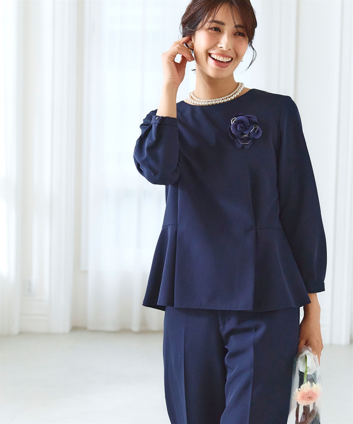 CROSS FUNCTION 《洗える・ストレッチ・シワになりにくい》正解 ペプラムブラウス【CF/クロスファンクション】_sub_6