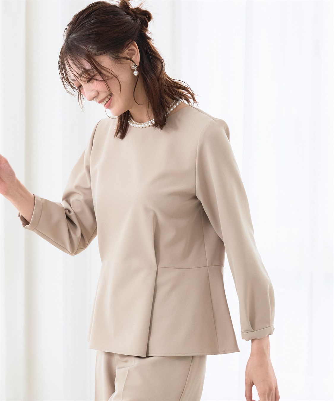 CROSS FUNCTION 《洗える・ストレッチ・シワになりにくい》正解 ペプラムブラウス【CF/クロスファンクション】_sub_23