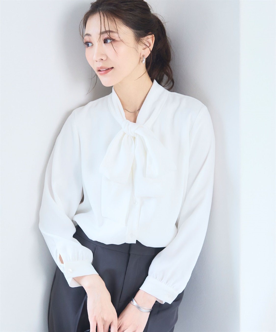 CROSS FUNCTION 《洗える》正解 リボンボウタイブラウス【CF/クロスファンクション】_sub_3