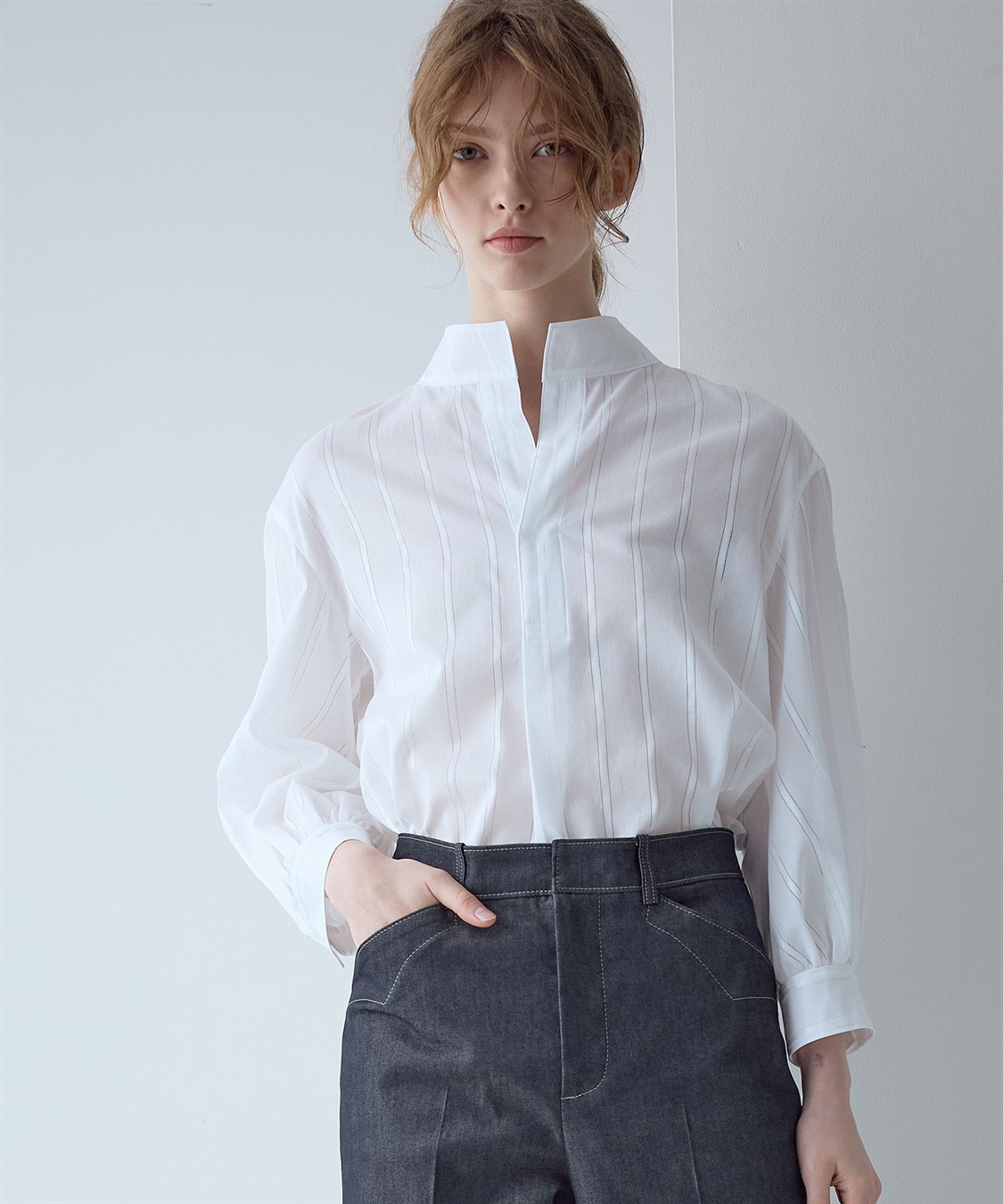 49AV JUNKO SHIMADA 【TIME SALE】ストライプ柄スキッパーブラウス_sub_12