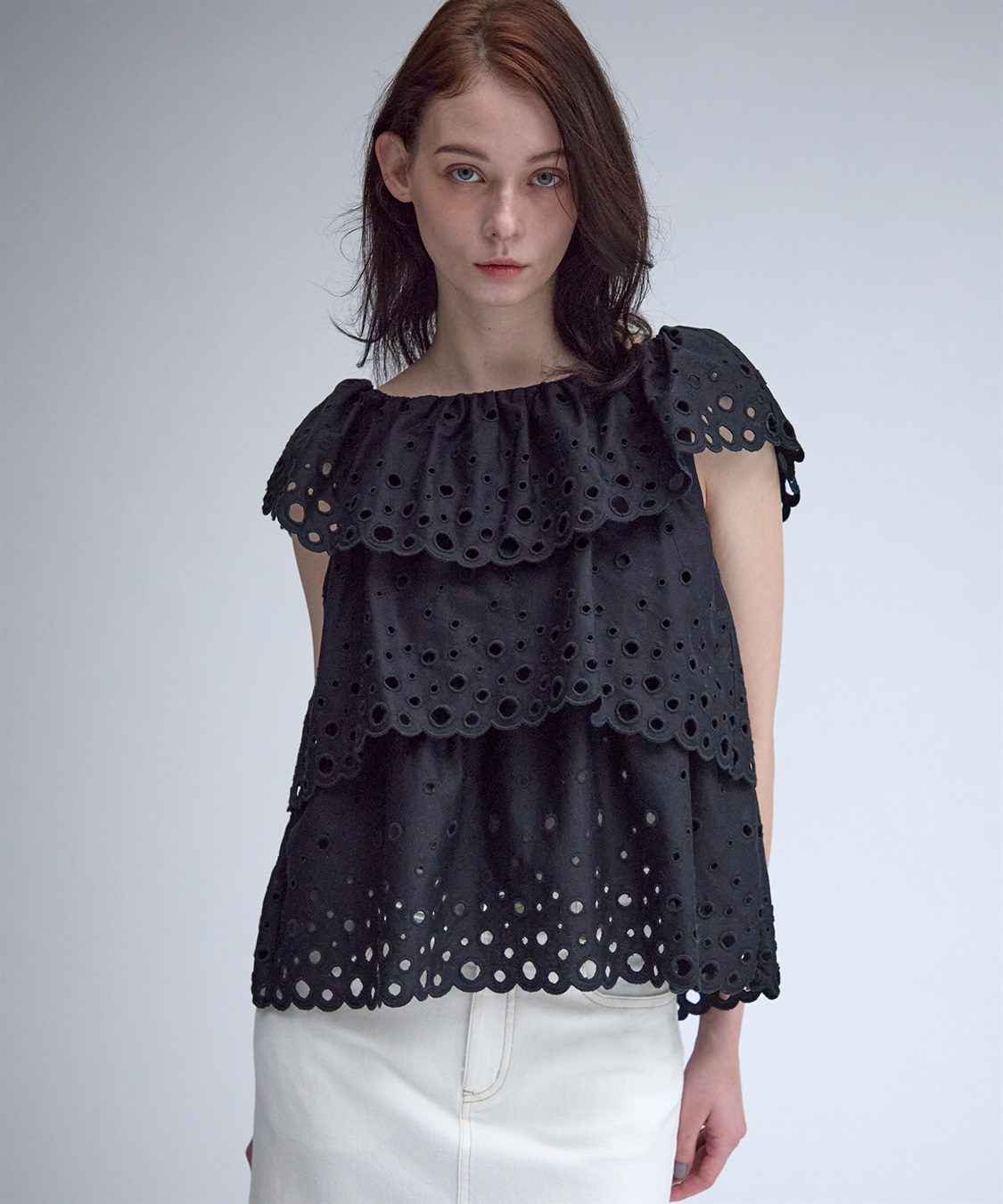 カットワークレースノースリーブブラウス 49AV JUNKO SHIMADA｜クロス
