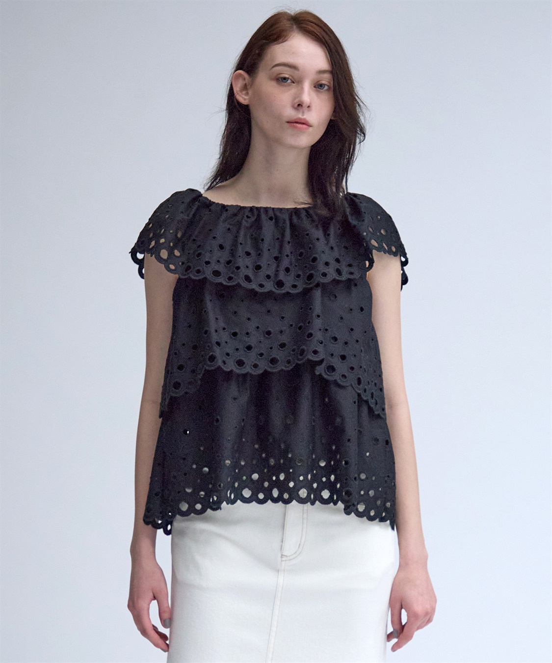 カットワークレースノースリーブブラウス 49AV JUNKO SHIMADA｜クロス