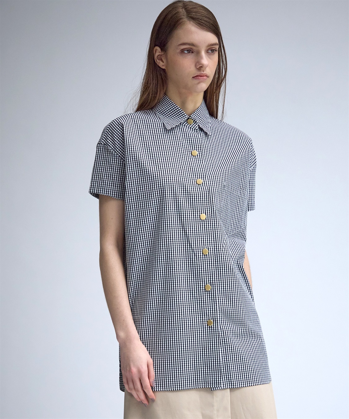 TIME SALE】金釦コットン半袖シャツ 49AV JUNKO SHIMADA｜クロスプラス