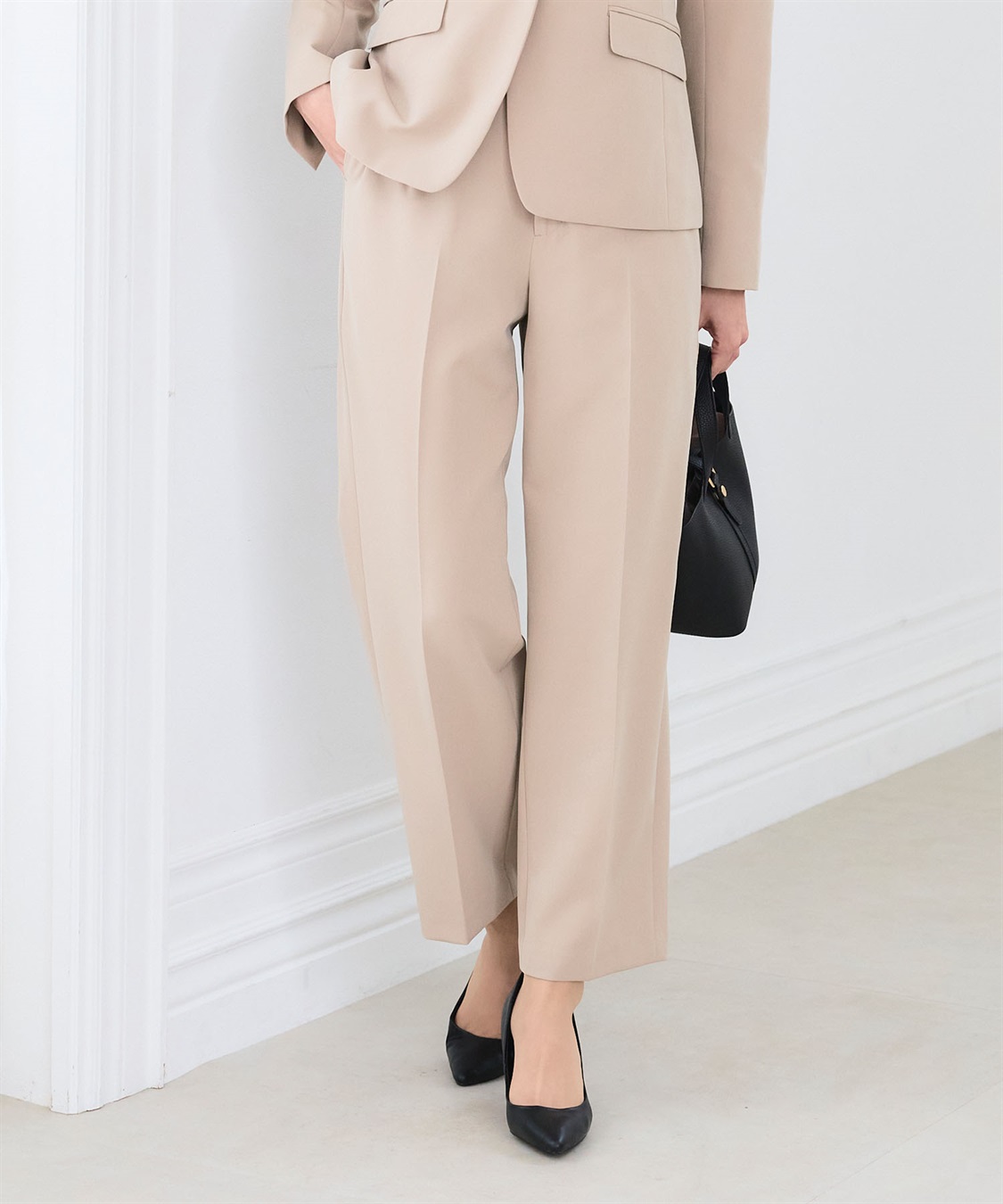 CROSS FUNCTION 【2点セット】《洗える・ストレッチ・シワになりにくい》正解 ペプラムブラウス・ワイドパンツセット【CF/クロスファンクション】_sub_8