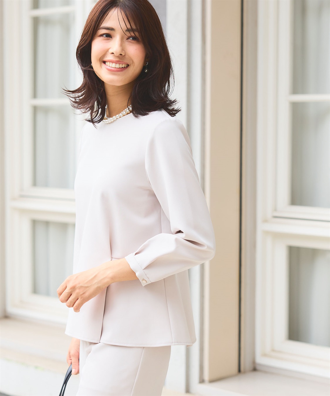 CROSS FUNCTION 【2点セット】《洗える・ストレッチ・シワになりにくい》正解 ペプラムブラウス・ワイドパンツセット【CF/クロスファンクション】_sub_21