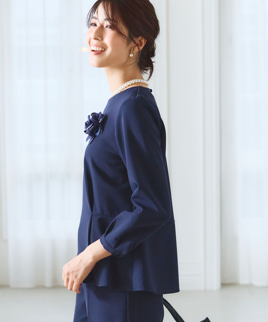 CROSS FUNCTION 【2点セット】《洗える・ストレッチ・シワになりにくい》正解 ペプラムブラウス・ワイドパンツセット【CF/クロスファンクション】_sub_27