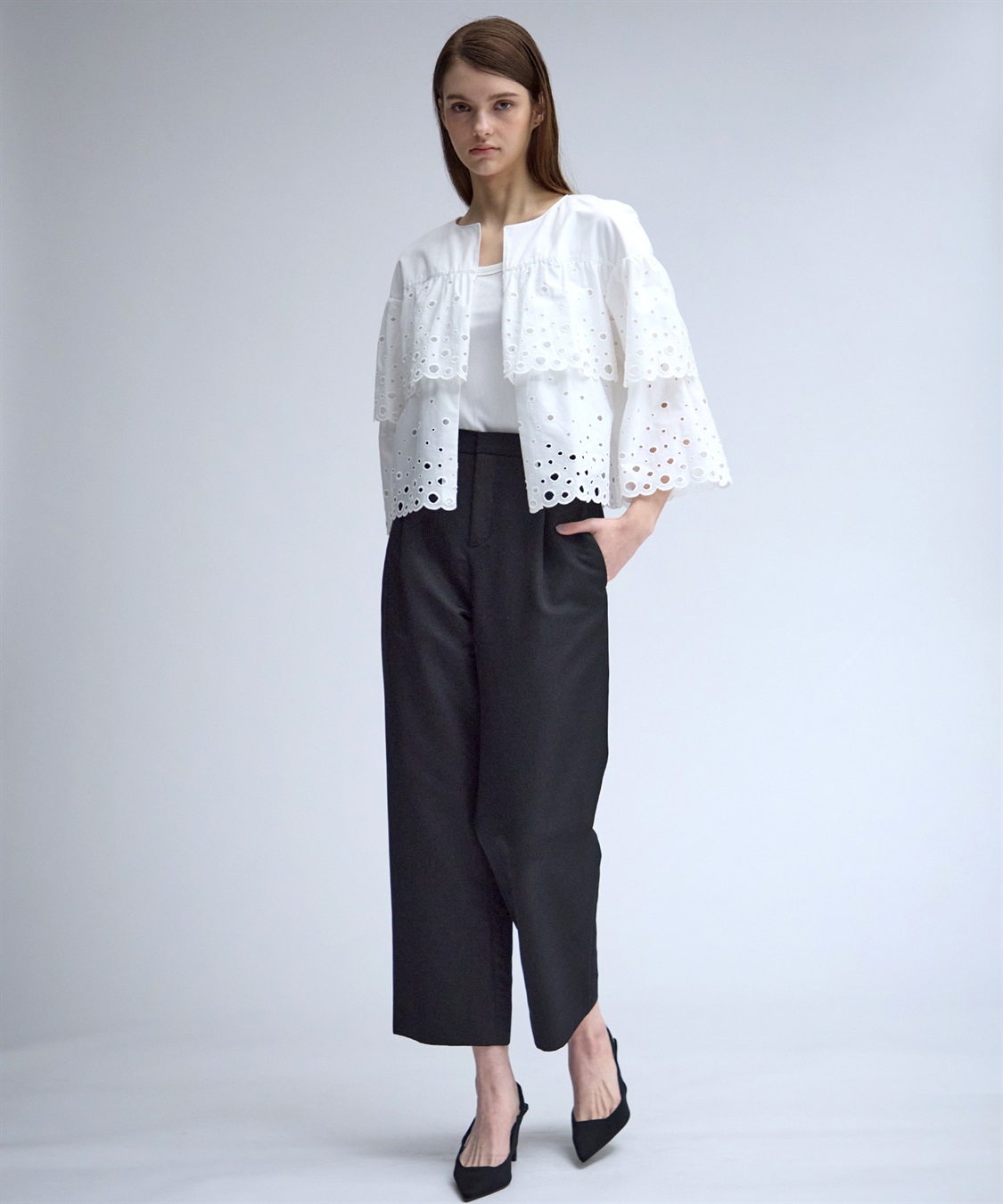 49AV JUNKO SHIMADA カットワークレースノーカラージャケット_sub_8