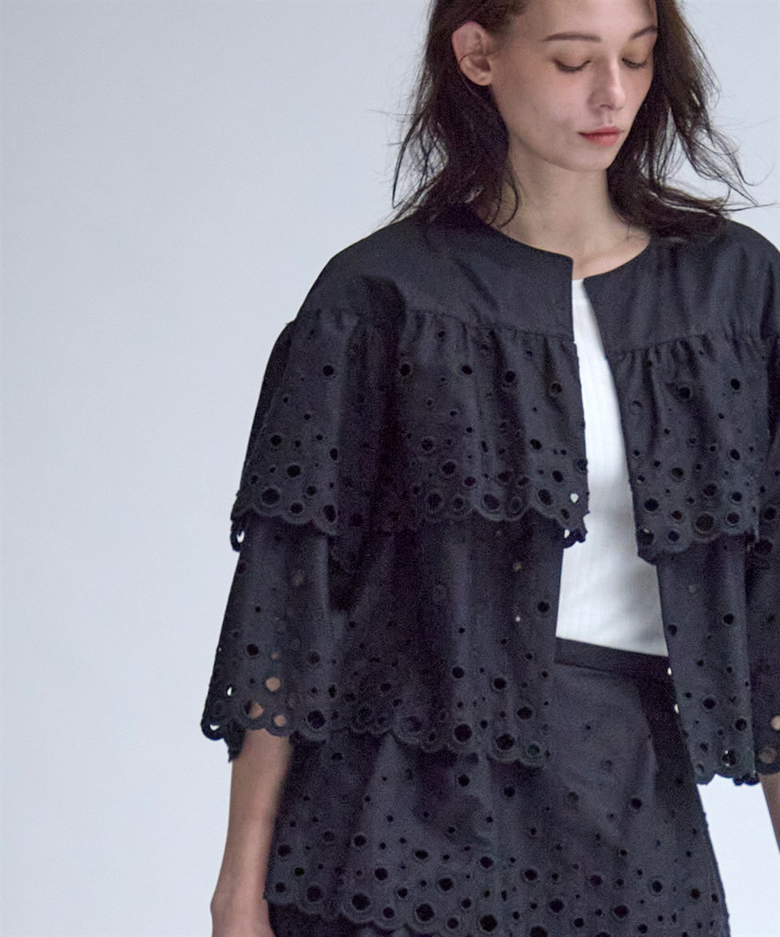 49AV JUNKO SHIMADA カットワークレースノーカラージャケット_sub_10