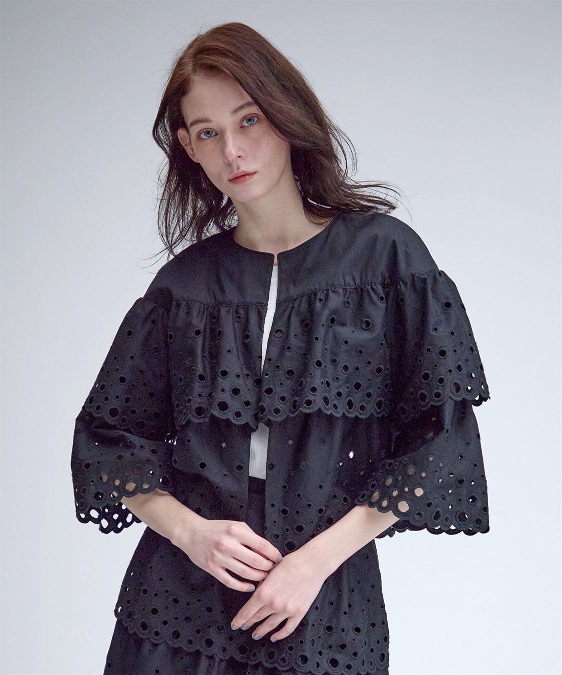 49AV JUNKO SHIMADA カットワークレースノーカラージャケット_sub_11