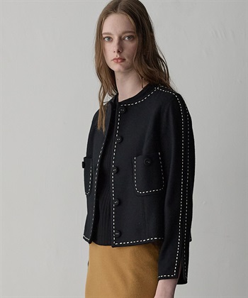 49AV JUNKO SHIMADA ウールジャージー配色ステッチジャケット_subthumb_1