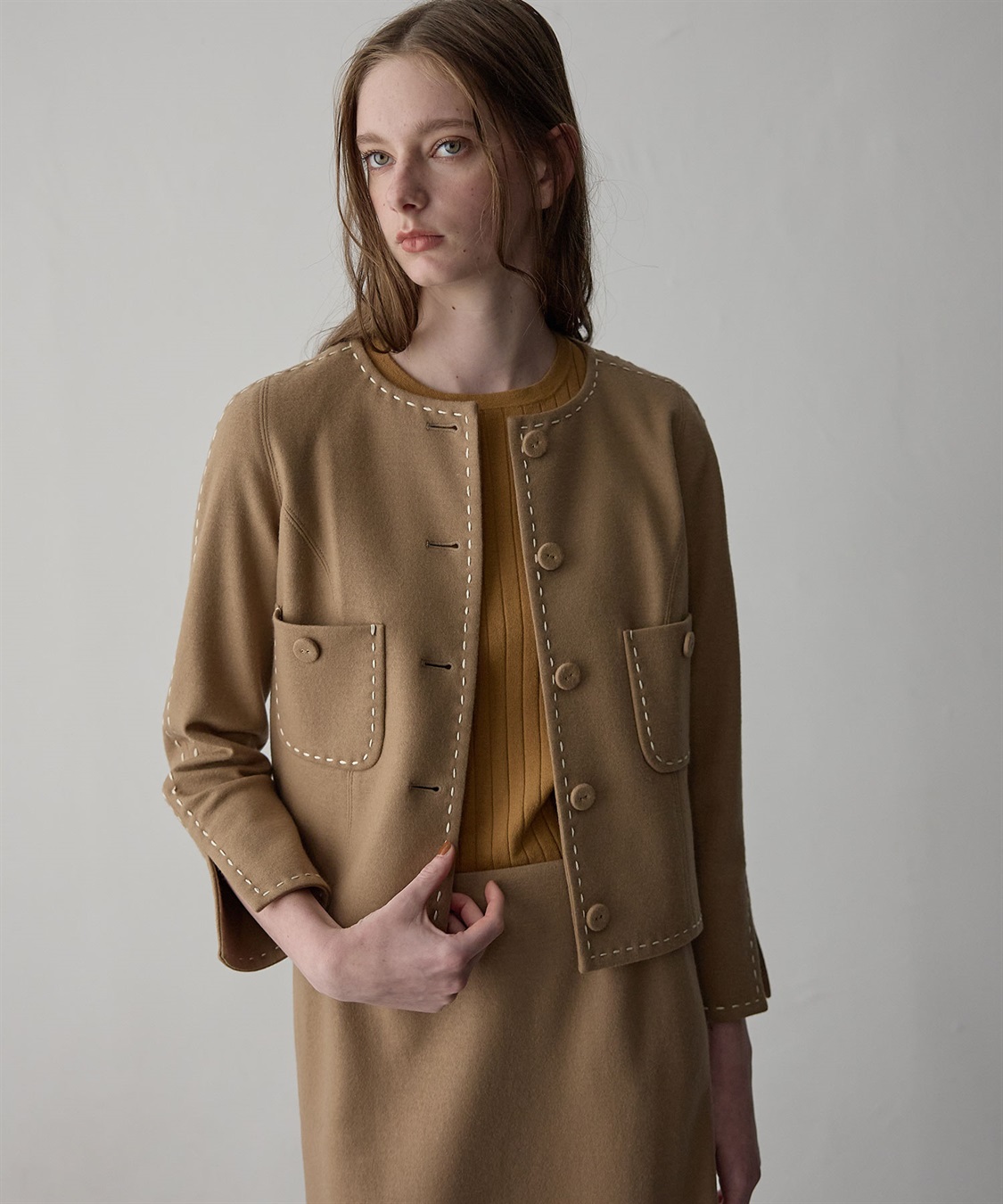 49AV JUNKO SHIMADA ウールジャージー配色ステッチジャケット_sub_3