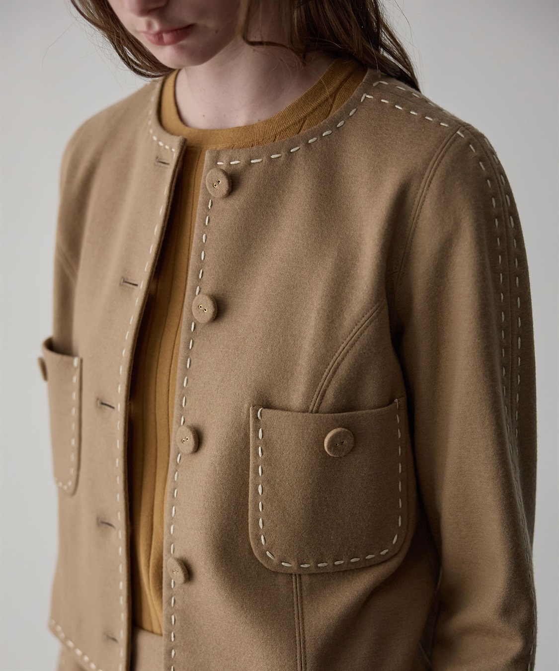 49AV JUNKO SHIMADA ウールジャージー配色ステッチジャケット_sub_5