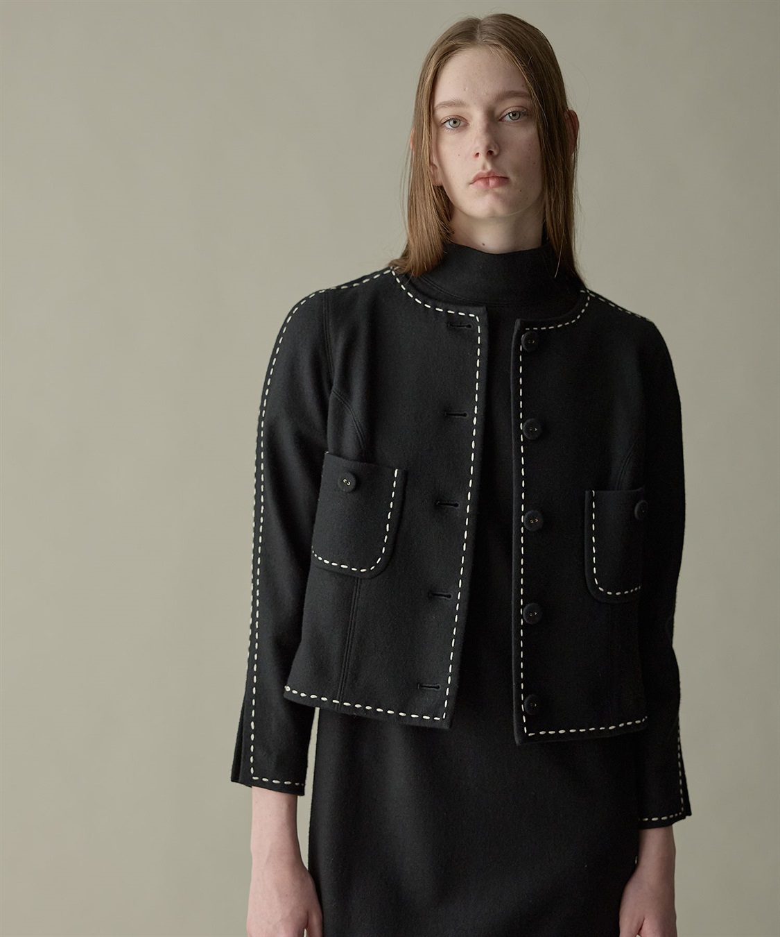 49AV JUNKO SHIMADA ウールジャージー配色ステッチジャケット_sub_10