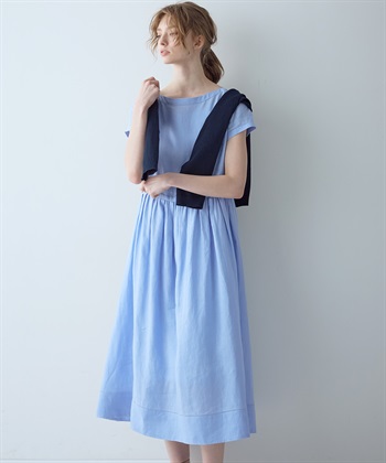 半袖ロング丈リネンワンピース 49AV JUNKO SHIMADA｜クロス