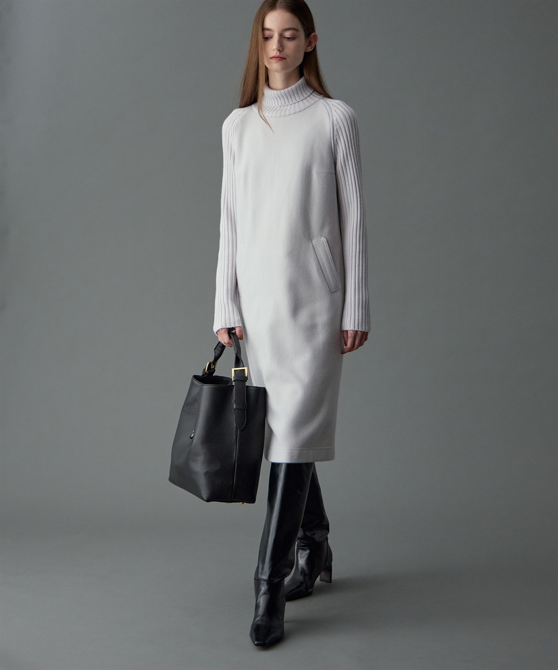 49AV JUNKO SHIMADA 異素材コンビロング丈ワンピース_sub_13