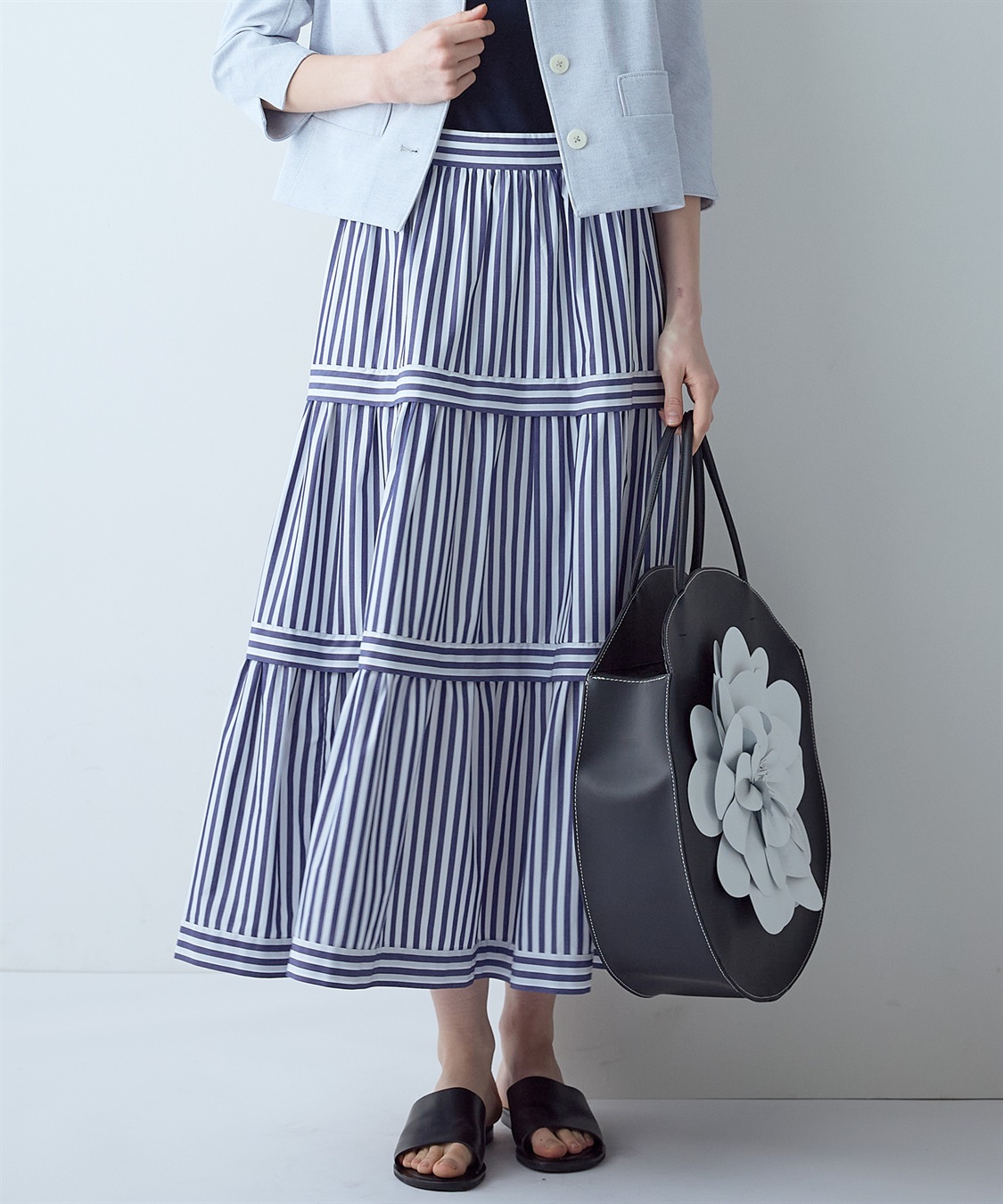 TIME SALE】ストライプ柄ロング丈スカート 49AV JUNKO SHIMADA｜クロス