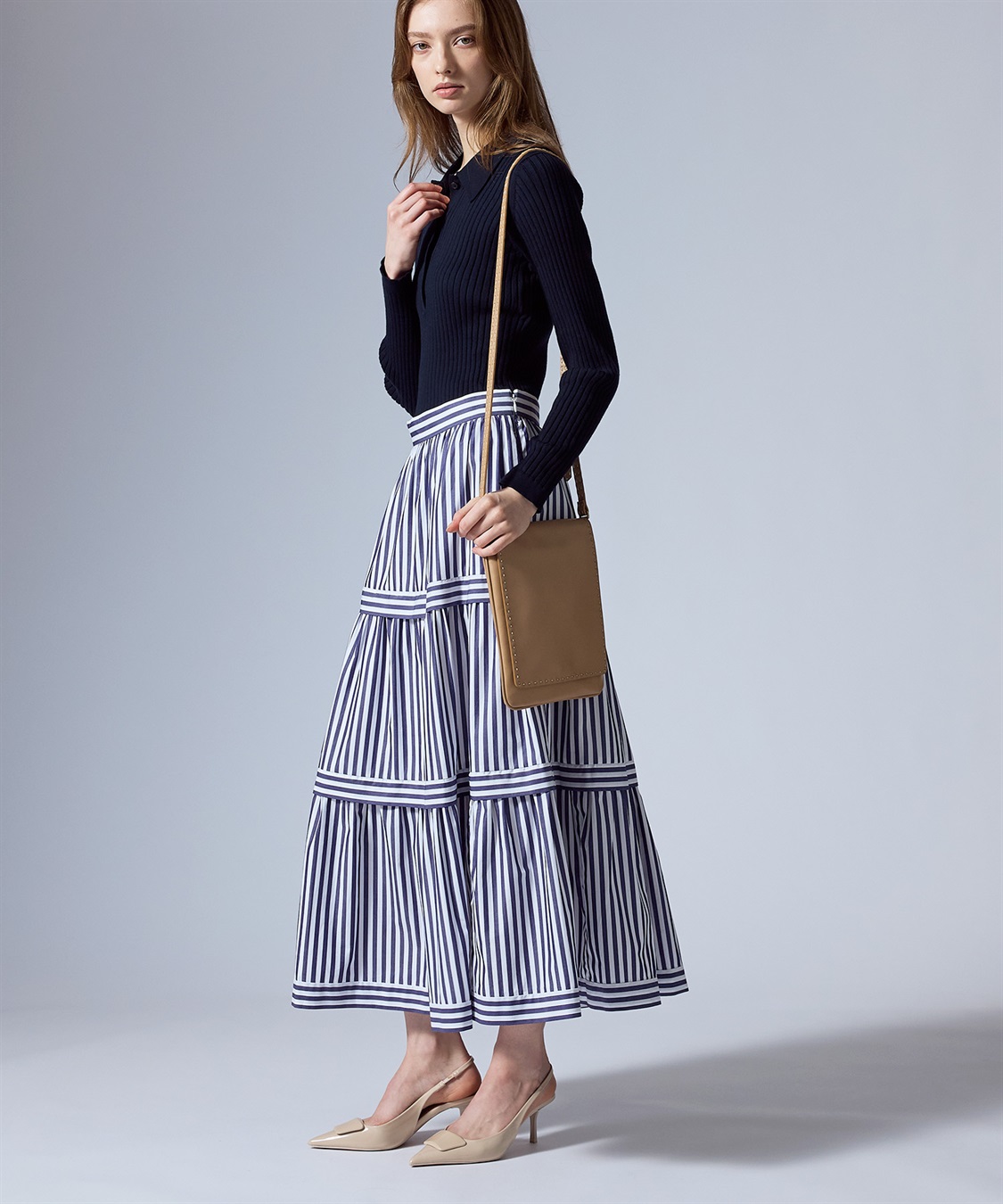 TIME SALE】ストライプ柄ロング丈スカート 49AV JUNKO SHIMADA｜クロス