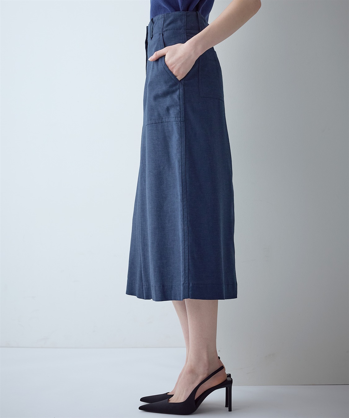 麻×レーヨン混スカート 49AV.junko shimada|クロスプラス公式 麻×レーヨン混スカート 49AV.junko shimada|クロスプラス公式