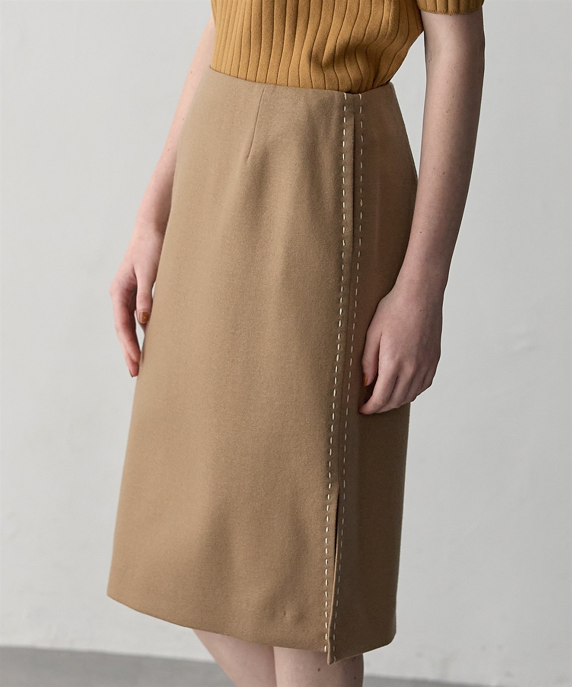 49AV JUNKO SHIMADA ウールジャージー配色ステッチタイトスカート_sub_3