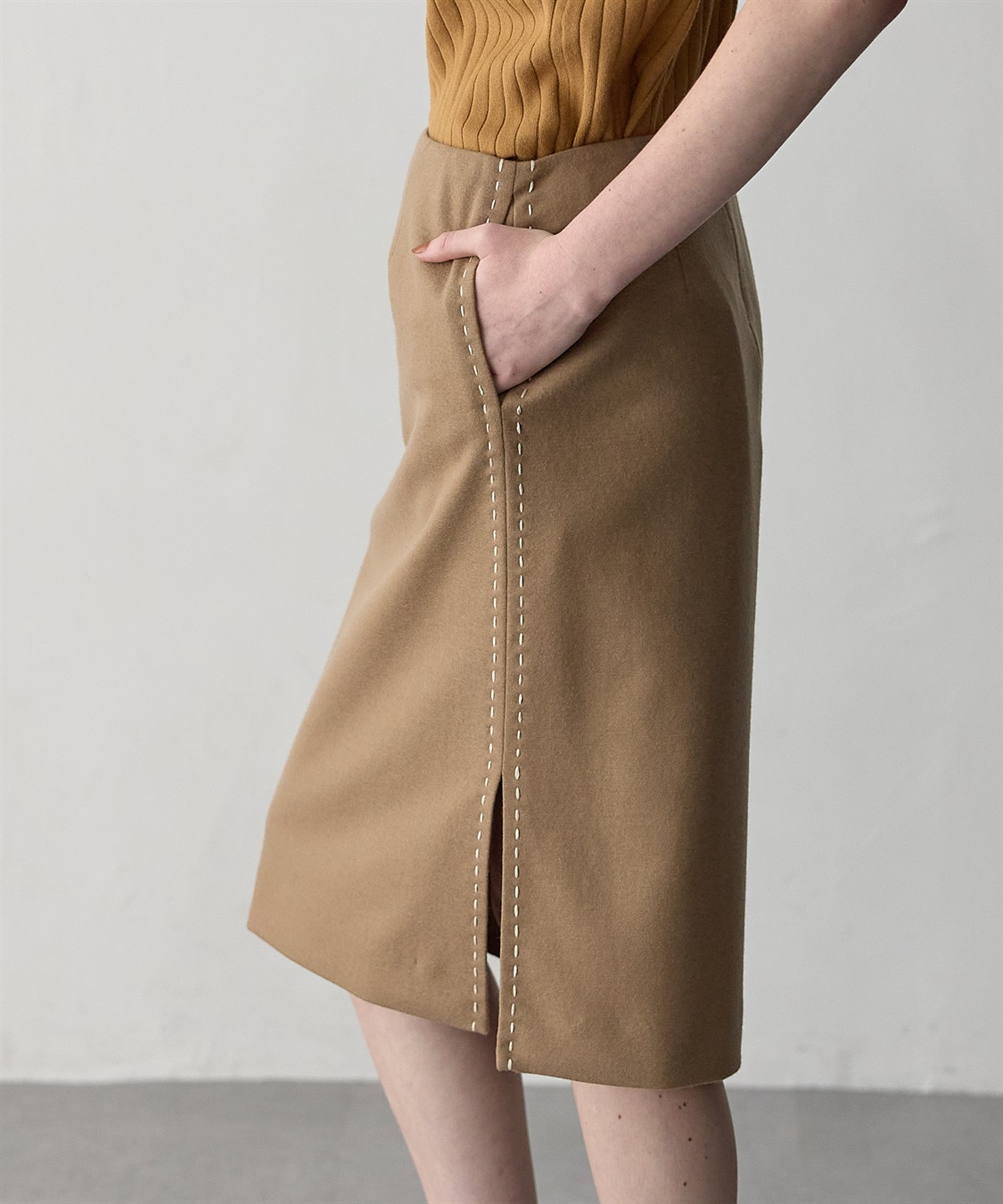 49AV JUNKO SHIMADA ウールジャージー配色ステッチタイトスカート_sub_4