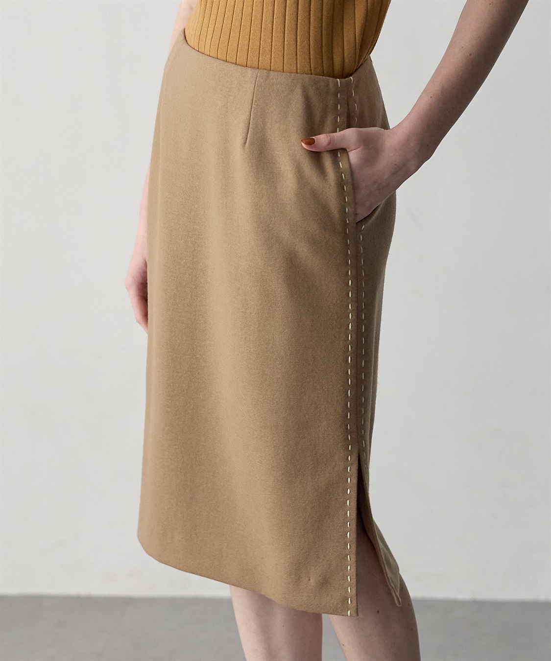 49AV JUNKO SHIMADA ウールジャージー配色ステッチタイトスカート_sub_5