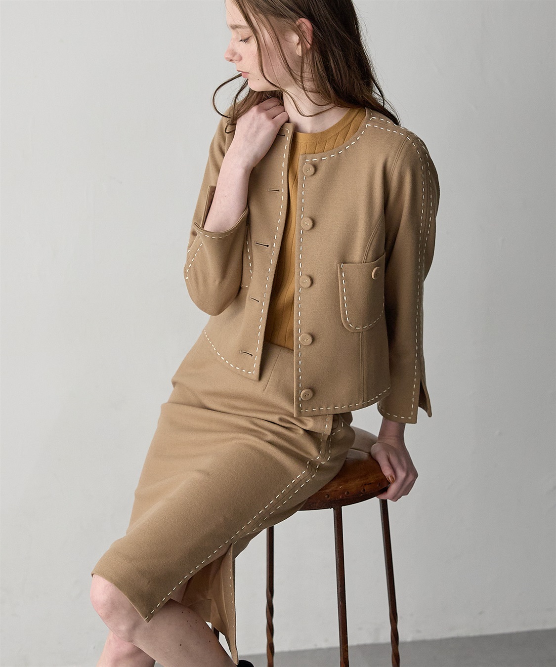 49AV JUNKO SHIMADA ウールジャージー配色ステッチタイトスカート_sub_9