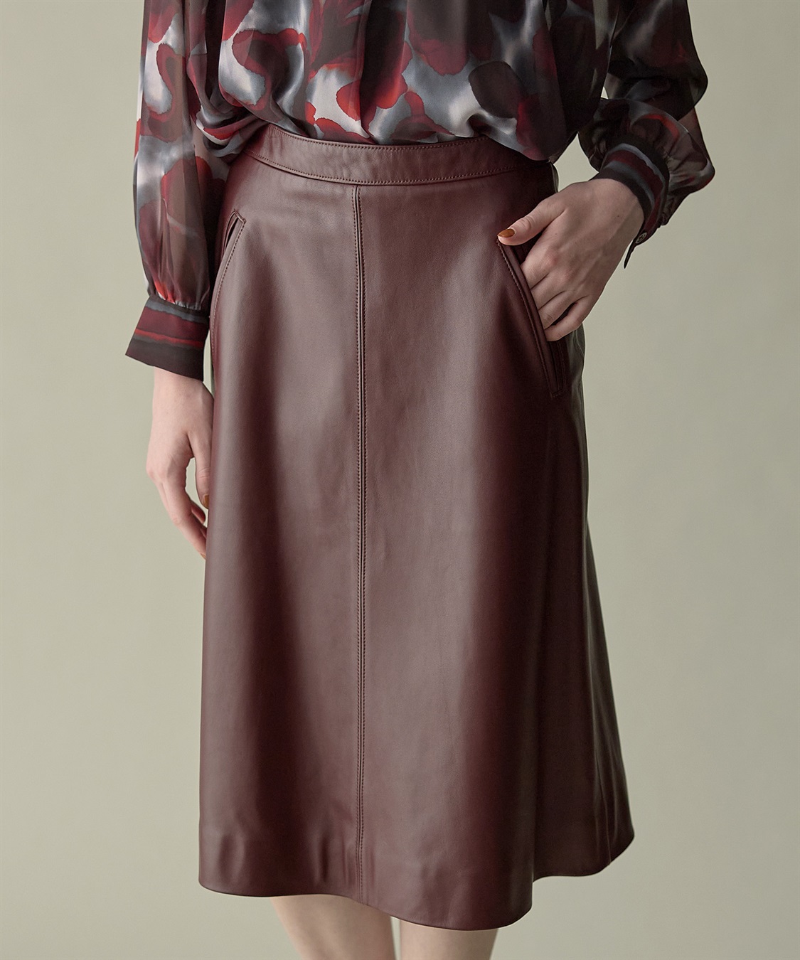 49AV JUNKO SHIMADA ゴートレザーフレアスカート_sub_1