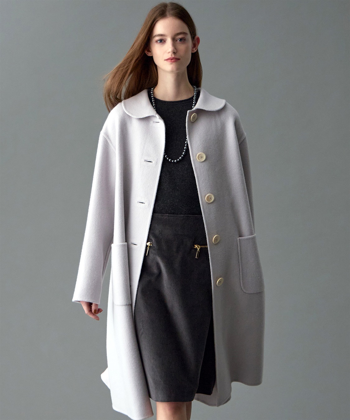 49AV JUNKO SHIMADA 【YEAR END SALE】丸衿ウール混ロング丈コート_sub_14