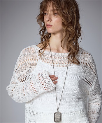 TIME SALE】ボートネック透かし柄ニットプルオーバー 49AV JUNKO