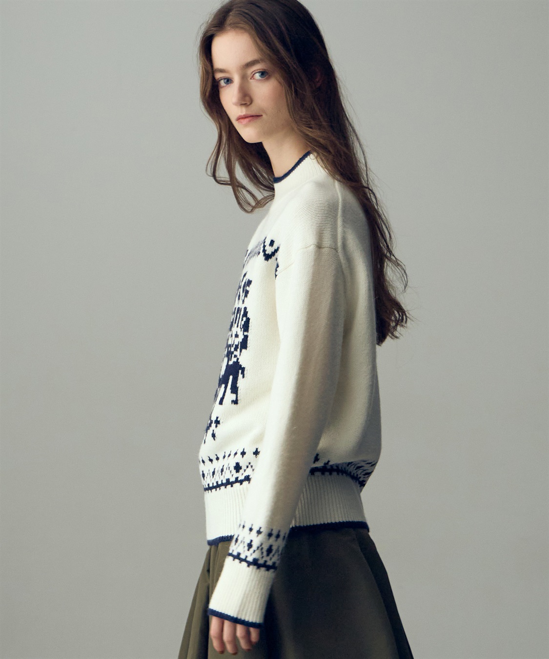 長袖ジャカードニットプルオーバー 49AV JUNKO SHIMADA｜クロスプラス