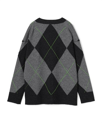 49AV JUNKO SHIMADA アーガイル柄Vネックニットカーディガン_subthumb_1