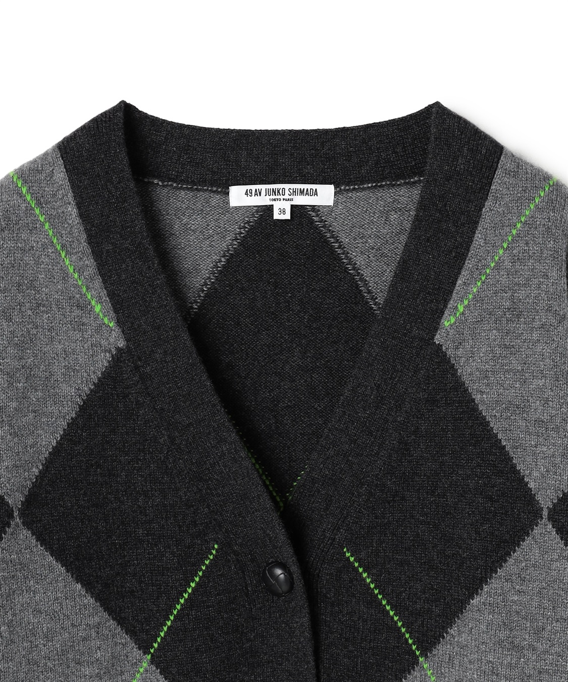 49AV JUNKO SHIMADA アーガイル柄Vネックニットカーディガン_sub_2
