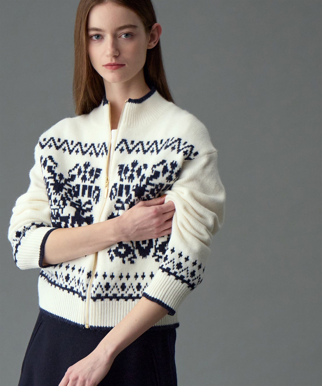 49AV JUNKO SHIMADA 【YEAR END SALE】ジャカードジップアップニットカーディガン_sub_10