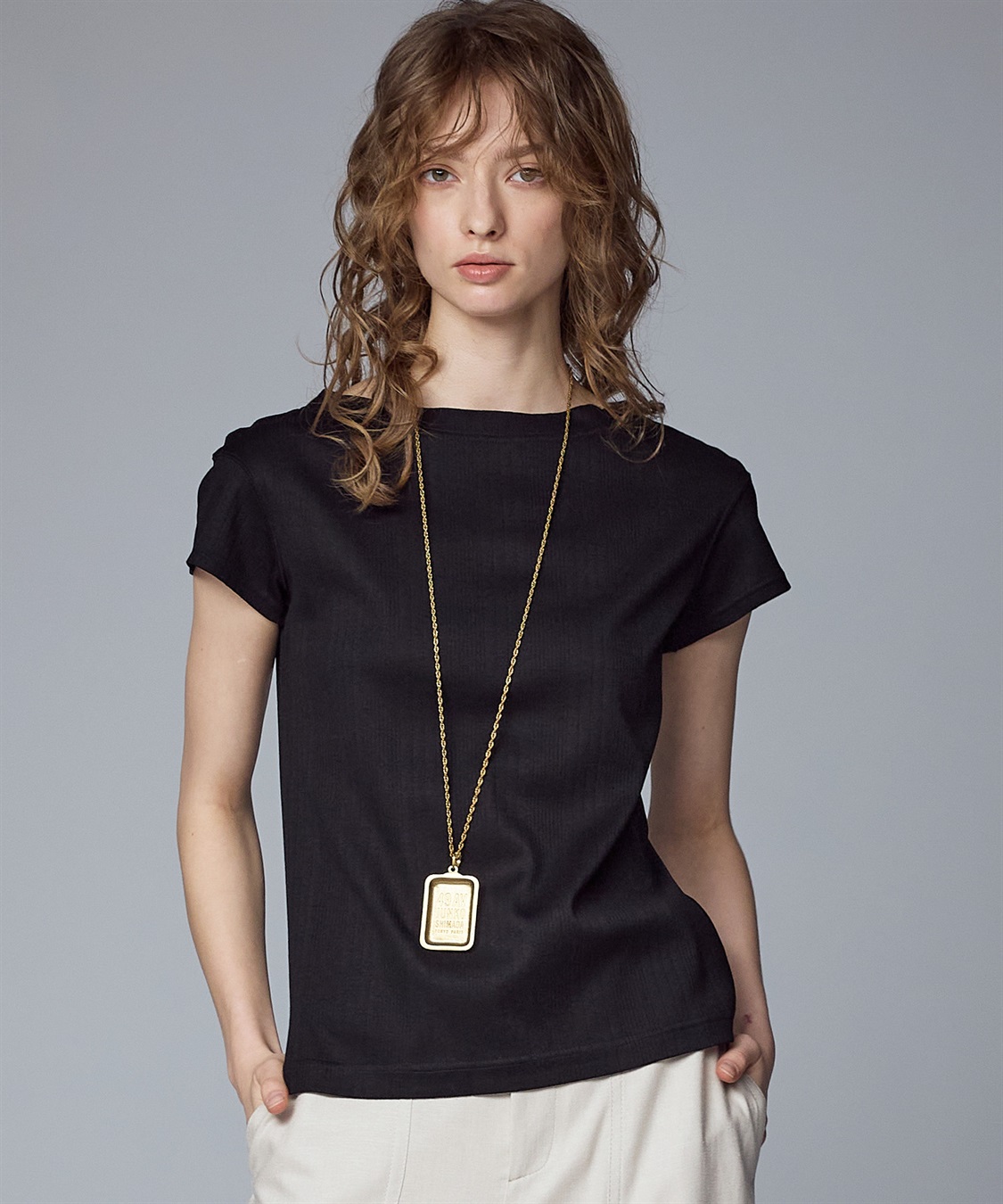 49AV JUNKO SHIMADA ランダムリブ編みプルオーバー半袖トップス_sub_1