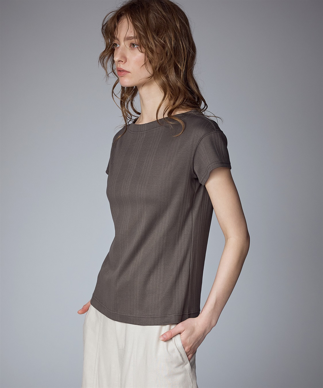 49AV JUNKO SHIMADA ランダムリブ編みプルオーバー半袖トップス_sub_4