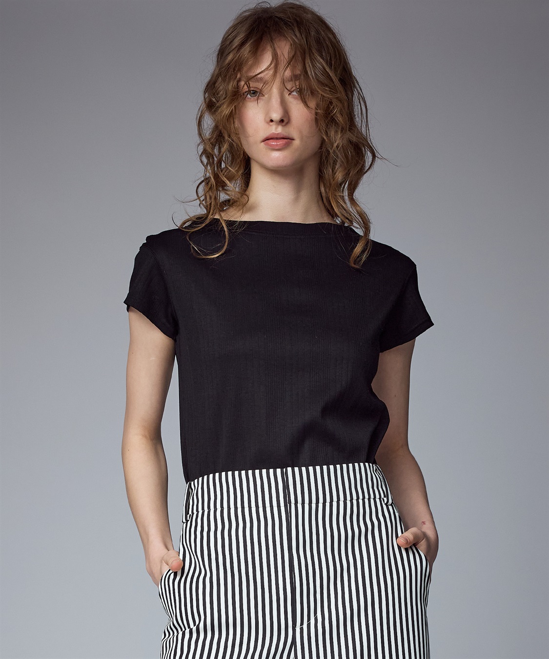 49AV JUNKO SHIMADA ランダムリブ編みプルオーバー半袖トップス_sub_9