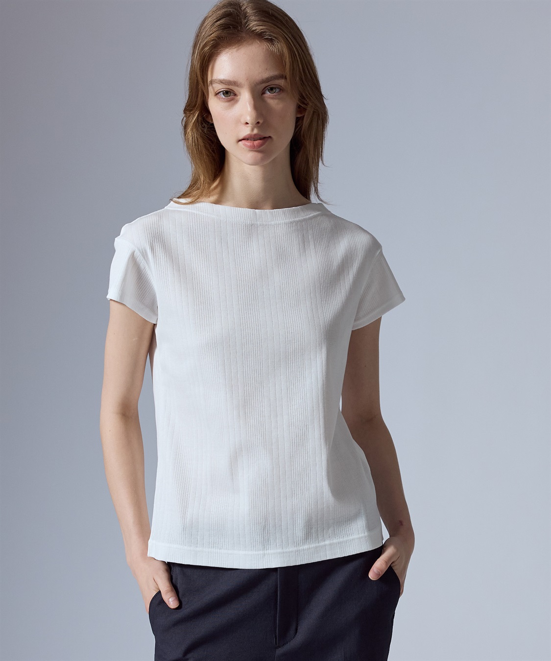 49AV JUNKO SHIMADA ランダムリブ編みプルオーバー半袖トップス_sub_17