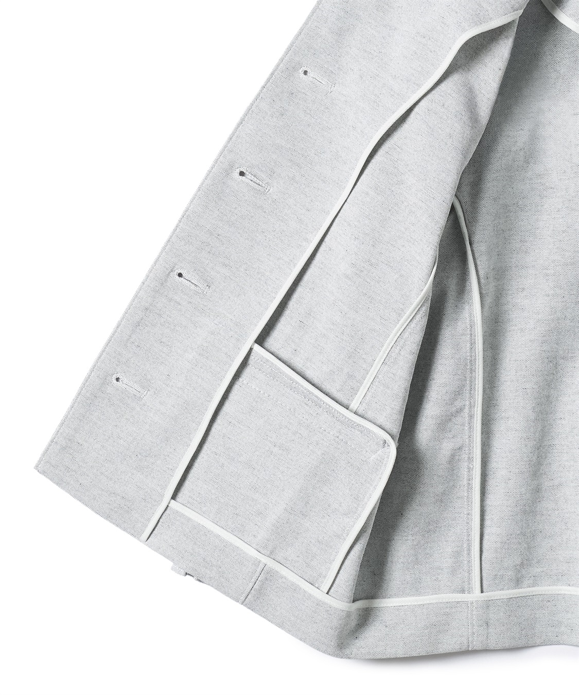 4298 SHIZKA KOMUSO ジップアップジャケット　盛り襟　白グレー 受注制【Chikashitsu +】set up line track jacket (2color
