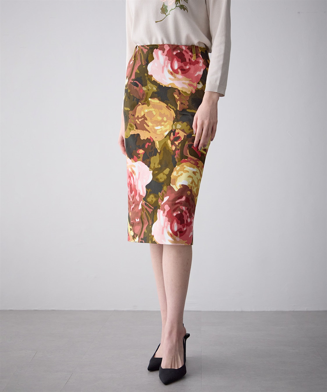 49AV JUNKO SHIMADA ローズ柄タイトスカート_sub_2