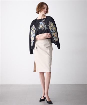 (新品)定価41,800円 M & KYOKO 花柄刺繍半袖ニット エムアンドキョウコ フラワー刺繍 半袖ニット 定価41800円 【公式通販】